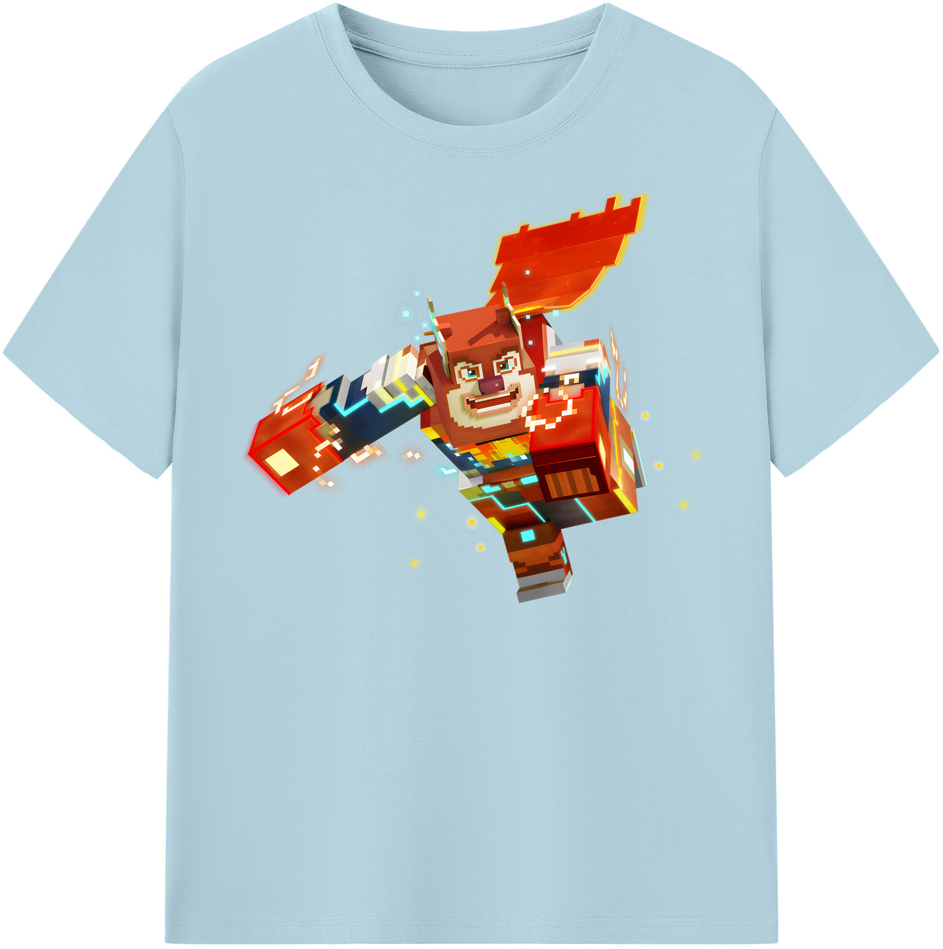 （画像用） マインクラフト ブロックの世界 Minecraft MC Block world 綿100％半袖Tシャツ（フロントプリント）